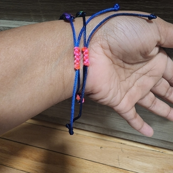 2pcs/Set handmade rainbow braided bracelets adjustable - Picture 5 of 7